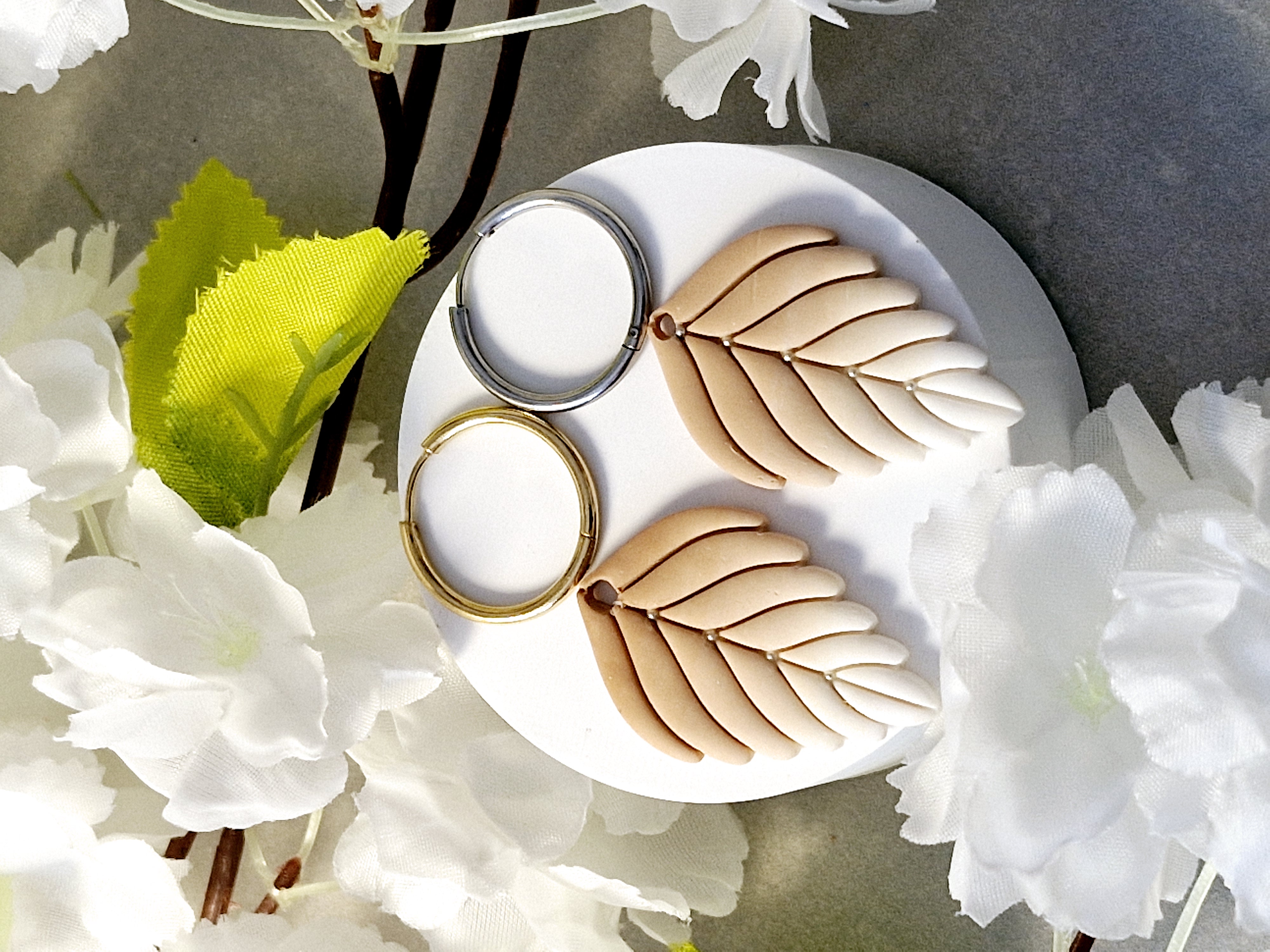 Créoles/Pampille "Malya" Beige
